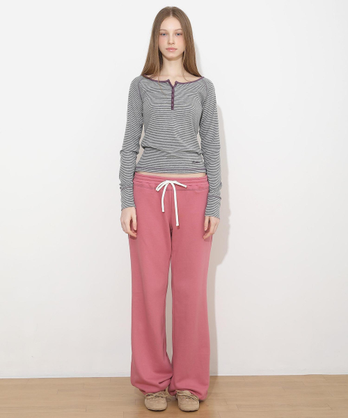 Class Henley Neck Long Sleeve Purple