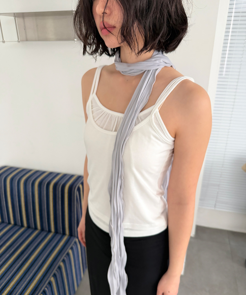 [slim] soft wrinkle long scarf - silver grey