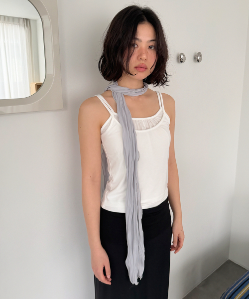 [slim] soft wrinkle long scarf - silver grey
