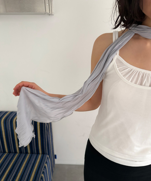[slim] soft wrinkle long scarf - silver grey