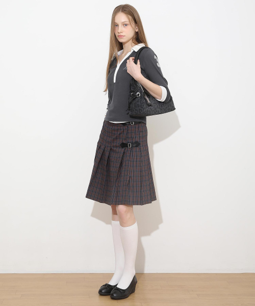 New School Check Buckle Lap Skirt