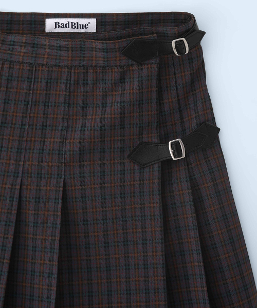 New School Check Buckle Lap Skirt