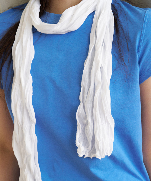 [slim] soft wrinkle long scarf - white