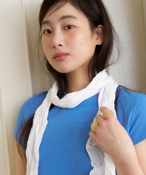 [slim] soft wrinkle long scarf - white