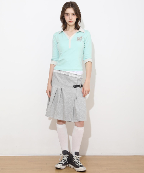 New School Cotton Buckle Lap Skirt