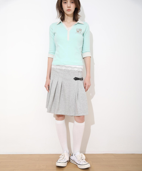 New School Cotton Buckle Lap Skirt