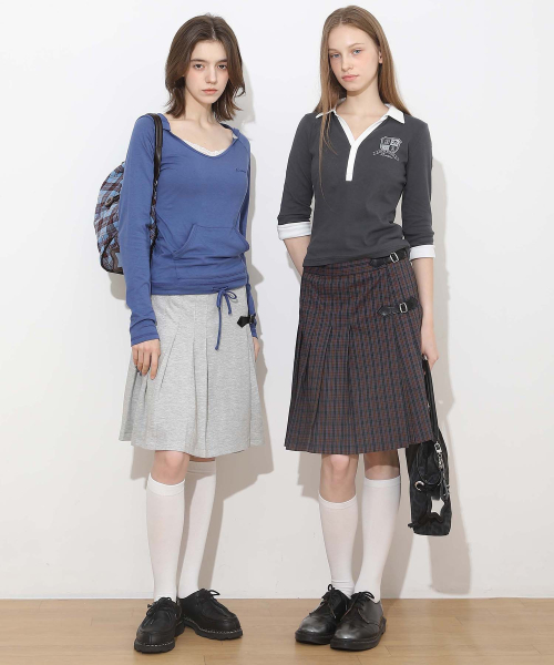 New School Cotton Buckle Lap Skirt
