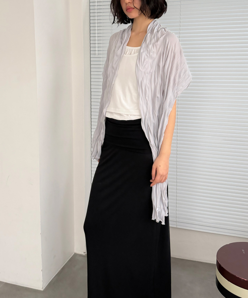 [wide] soft wrinkle long scarf - silver grey