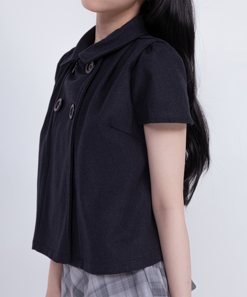 WOOL DOUBLE BUTTON SHORT NAVY