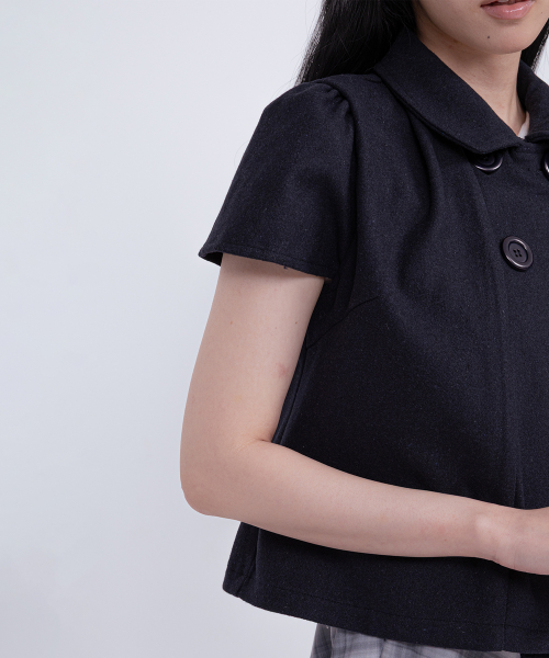 WOOL DOUBLE BUTTON SHORT NAVY