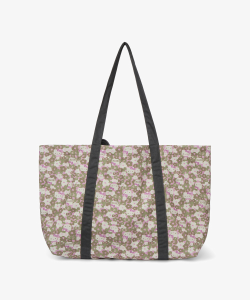 HELLO KITTY PATTERN BIG TOTE BAG [KHAKI]