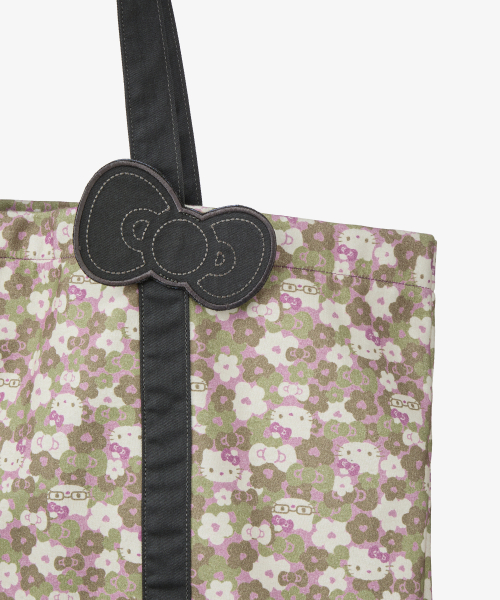 HELLO KITTY PATTERN BIG TOTE BAG [KHAKI]