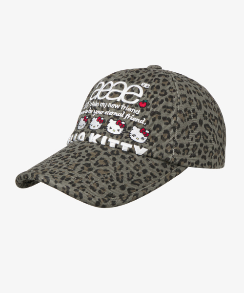 HELLO KITTY WEB LOGO 5 PANNEL CAP [LEOPARD KHAKI]