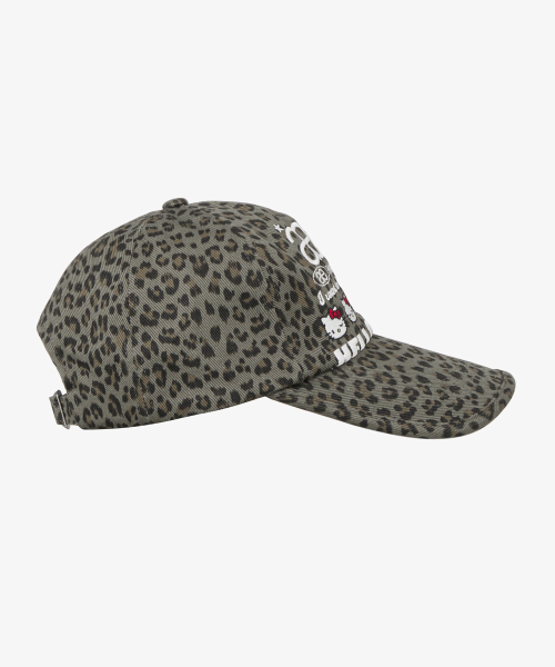 HELLO KITTY WEB LOGO 5 PANNEL CAP [LEOPARD KHAKI]