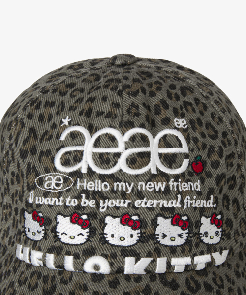 HELLO KITTY WEB LOGO 5 PANNEL CAP [LEOPARD KHAKI]