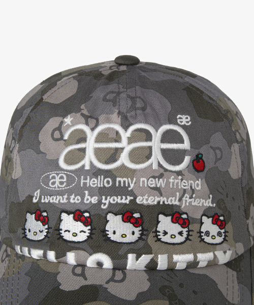 HELLO KITTY WEB LOGO 5 PANNEL CAP [GREY]