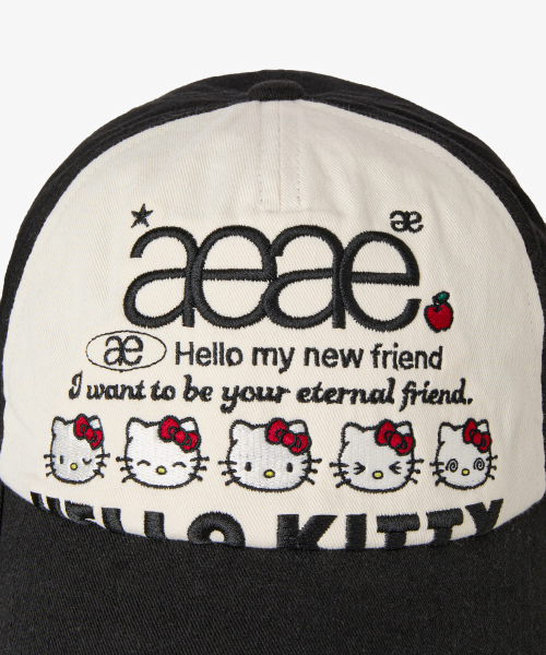 HELLO KITTY WEB LOGO 5 PANNEL CAP [BLACK/WHITE]