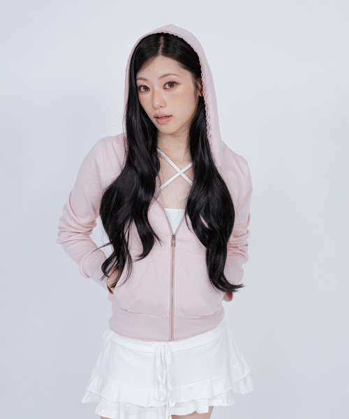 BELLA HOOD ZIP UP BUBBLEGUM PINK