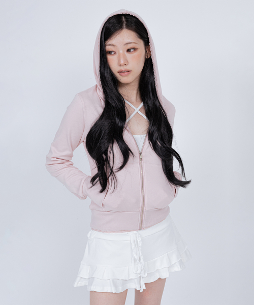 BELLA HOOD ZIP UP BUBBLEGUM PINK