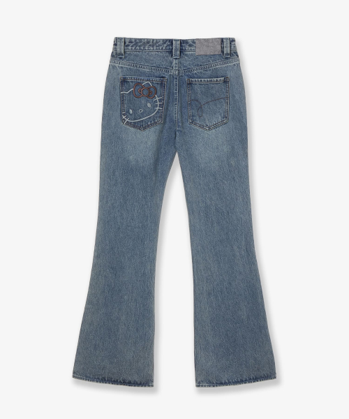HELLO KITTY FLARE DENIM PANTS [BLUE]