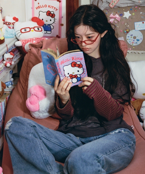 HELLO KITTY FLARE DENIM PANTS [BLUE]