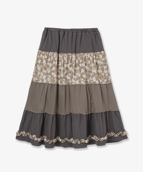 HELLO KITTY TIERED FRILL SKIRT [BROWN]