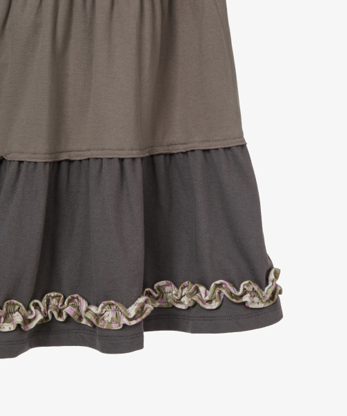 HELLO KITTY TIERED FRILL SKIRT [BROWN]