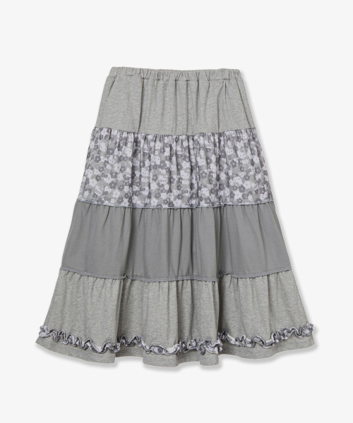 HELLO KITTY TIERED FRILL SKIRT [MELANGE GREY]