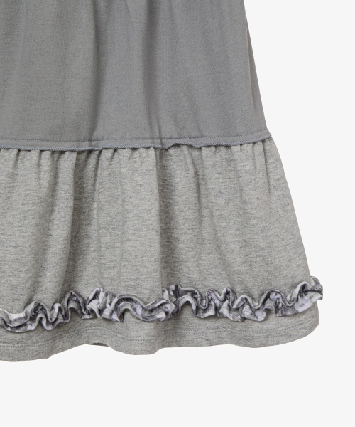HELLO KITTY TIERED FRILL SKIRT [MELANGE GREY]