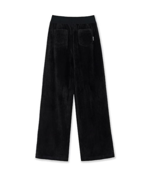 Womens Basic Small Logo Ribbed Velvet Semi Wide Pants