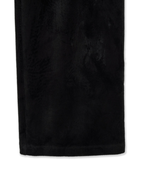 Womens Basic Small Logo Ribbed Velvet Semi Wide Pants