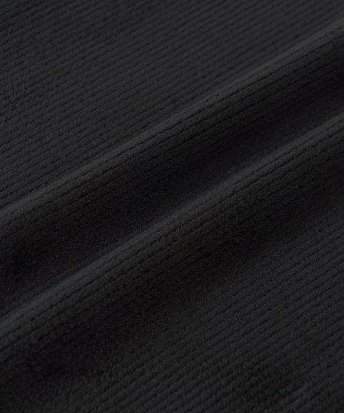 Womens Basic Small Logo Ribbed Velvet Semi Wide Pants