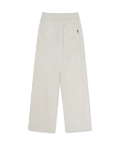 Womens Basic Small Logo Ribbed Velvet Semi Wide Pants