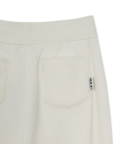 Womens Basic Small Logo Ribbed Velvet Semi Wide Pants