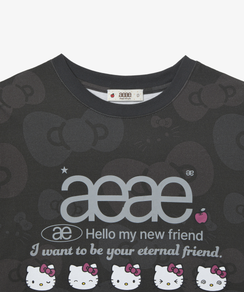 HELLO KITTY WEB LOGO T-SHIRTS [CHARCOAL]