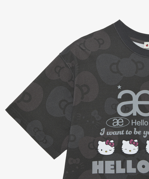 HELLO KITTY WEB LOGO T-SHIRTS [CHARCOAL]
