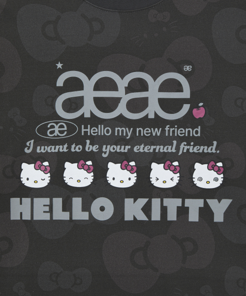 HELLO KITTY WEB LOGO T-SHIRTS [CHARCOAL]