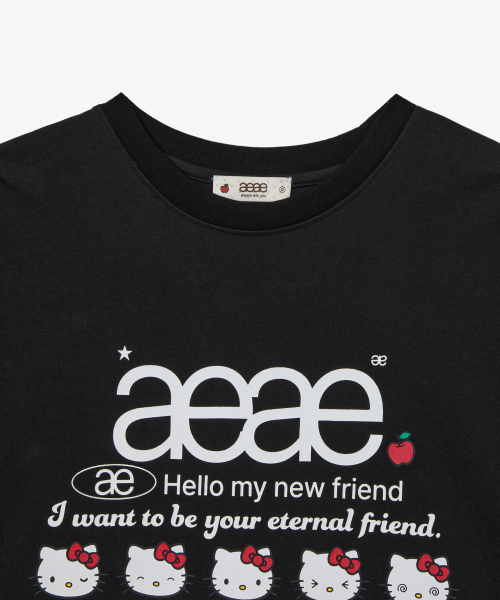 HELLO KITTY WEB LOGO T-SHIRTS [BLACK]