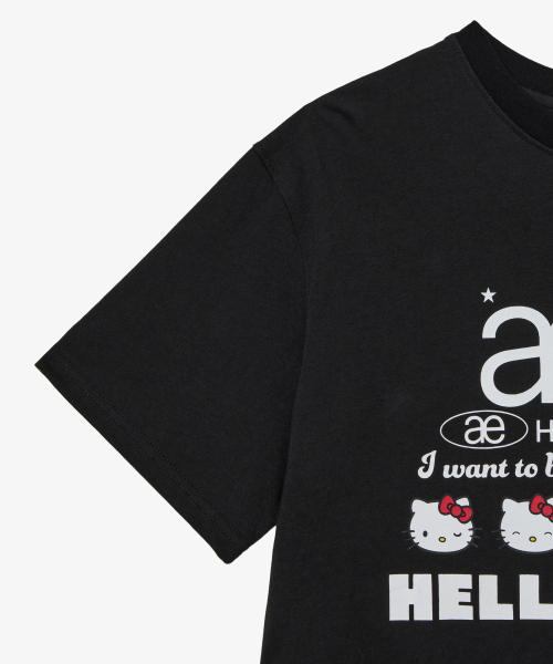 HELLO KITTY WEB LOGO T-SHIRTS [BLACK]