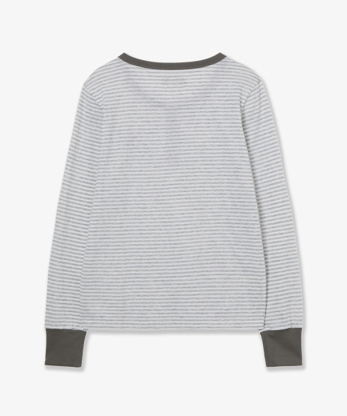 HELLO KITTY STRIPE TEE [GREY]