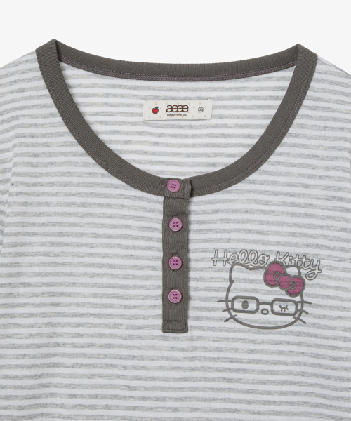 HELLO KITTY STRIPE TEE [GREY]