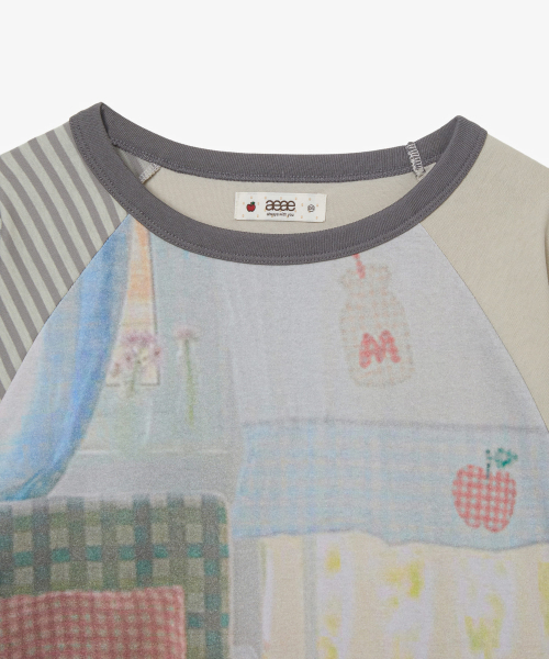 HELLO KITTY HOUSE GRAPHIC RAGLAN TEE [BEIGE]