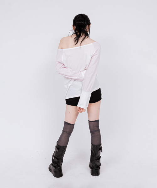 Cuff Point Raglan Top Baby Pink