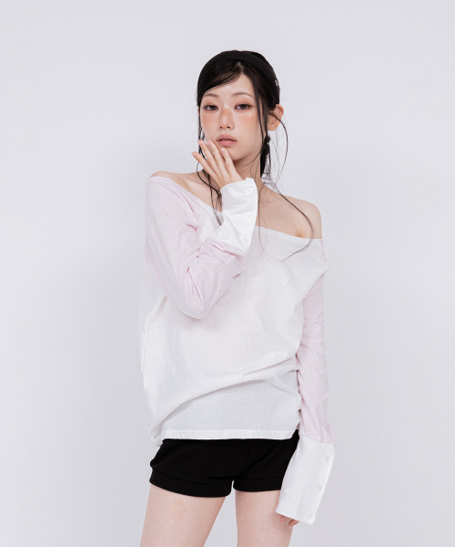 Cuff Point Raglan Top Baby Pink