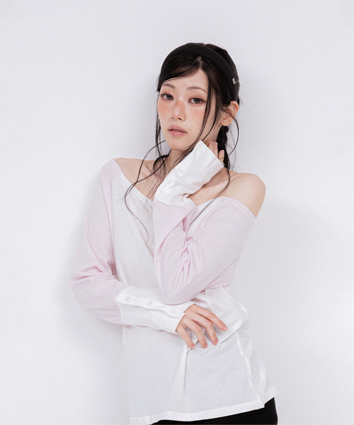 Cuff Point Raglan Top Baby Pink