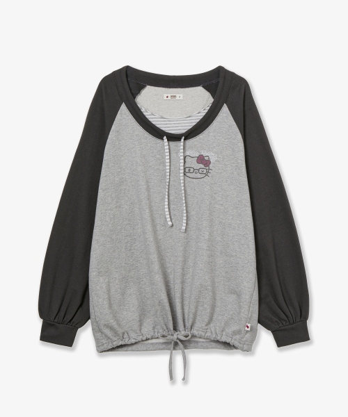 HELLO KITTY DRAWSTRING TOP [GREY]