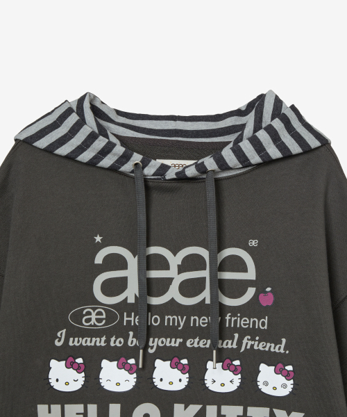 HELLO KITTY WEB LOGO HOODIE [CHARCOAL BROWN]
