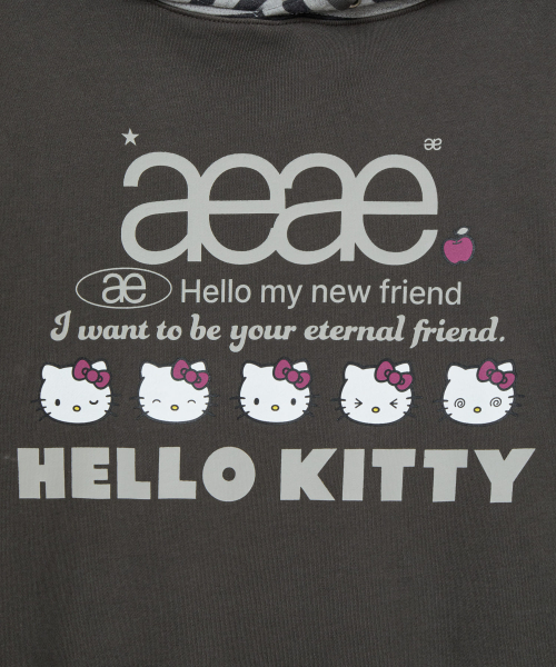 HELLO KITTY WEB LOGO HOODIE [CHARCOAL BROWN]
