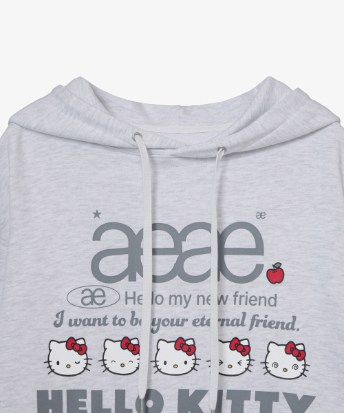 HELLO KITTY WEB LOGO HOODIE [LIGHT GREY]