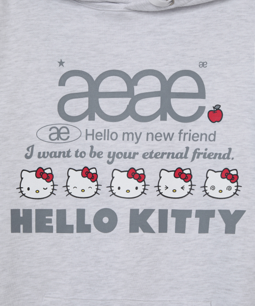HELLO KITTY WEB LOGO HOODIE [LIGHT GREY]